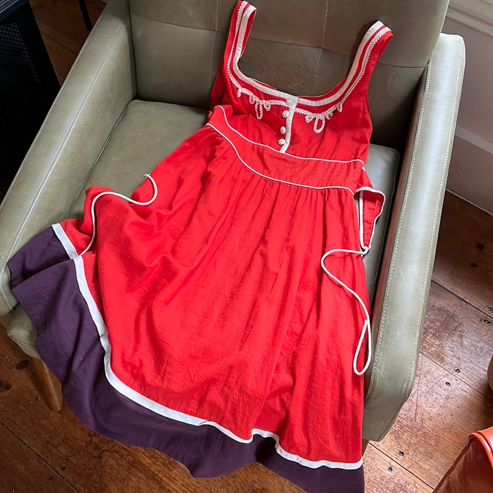 Anthropology orange red dress